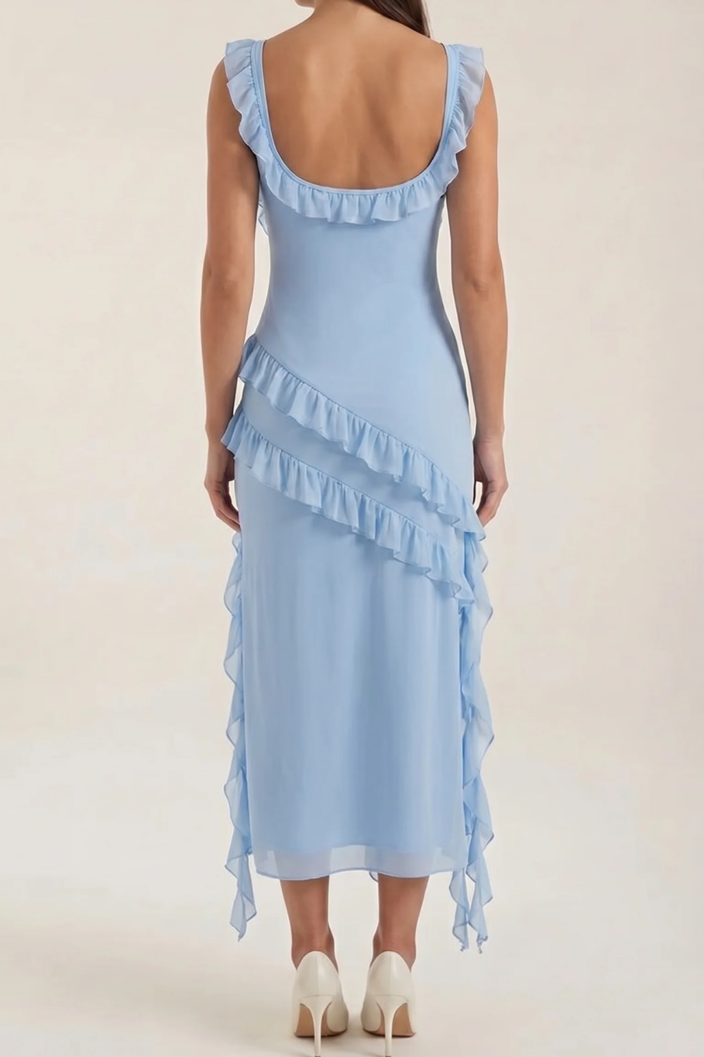 SUSAN - VESTIDO LARGO CON VOLANTES