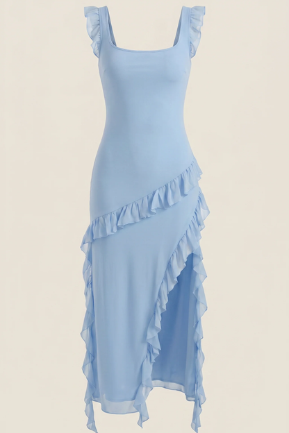 SUSAN - VESTIDO LARGO CON VOLANTES