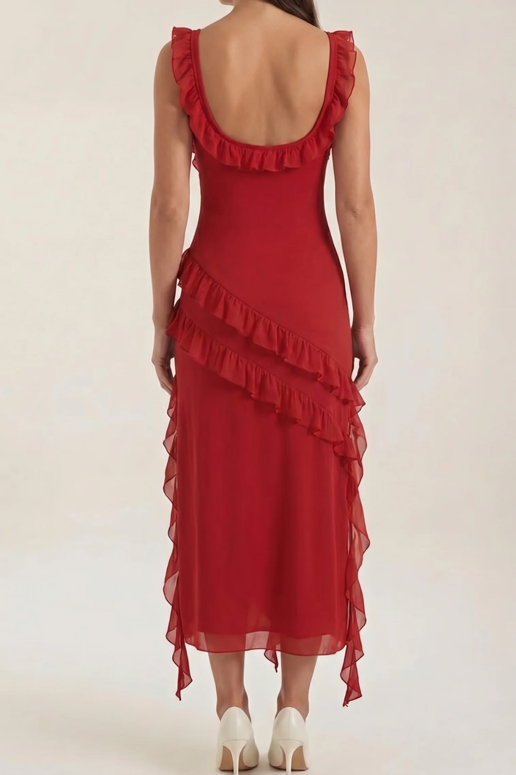 SUSAN - VESTIDO LARGO CON VOLANTES