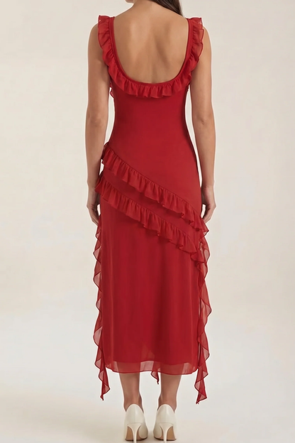 SUSAN - VESTIDO LARGO CON VOLANTES