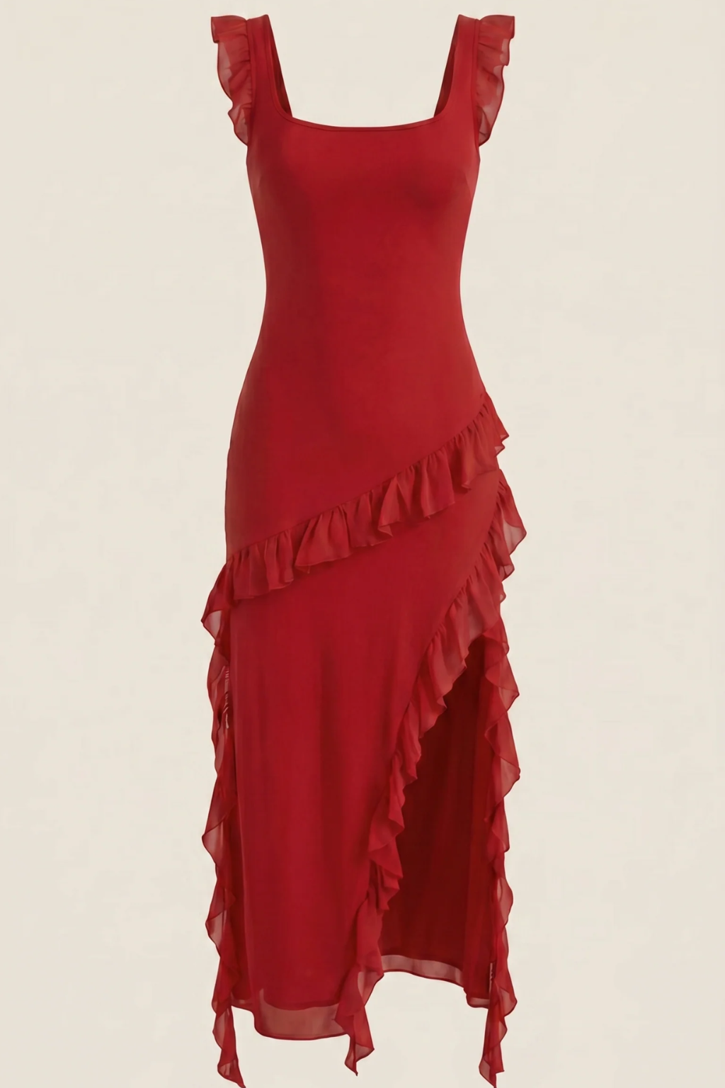 SUSAN - VESTIDO LARGO CON VOLANTES