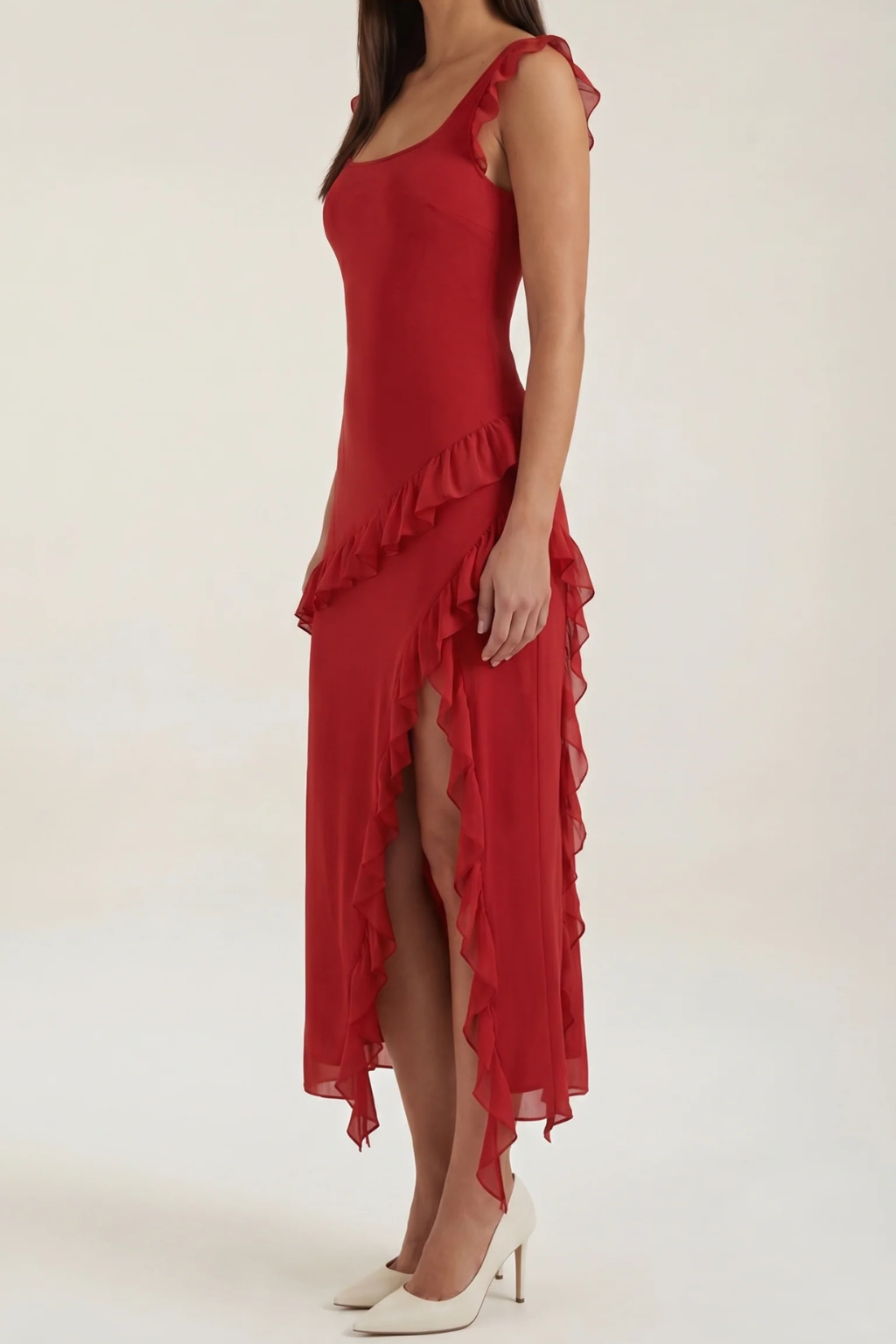 SUSAN - VESTIDO LARGO CON VOLANTES