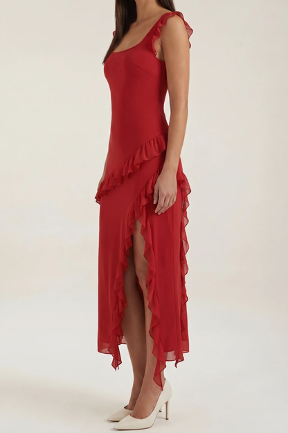 SUSAN - VESTIDO LARGO CON VOLANTES