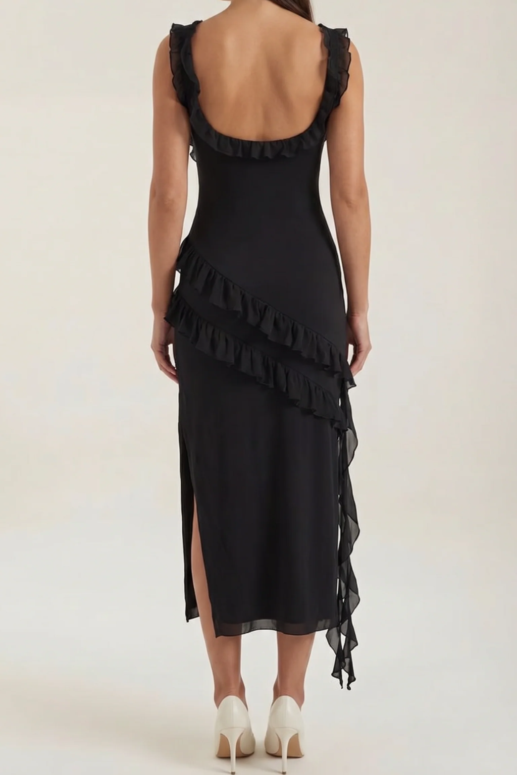 SUSAN - VESTIDO LARGO CON VOLANTES