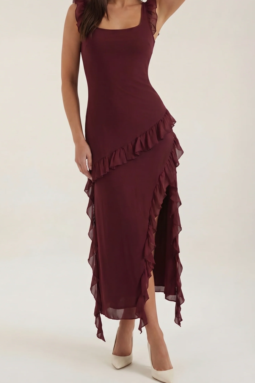 SUSAN - VESTIDO LARGO CON VOLANTES