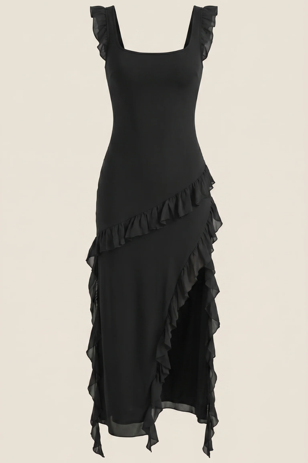 SUSAN - VESTIDO LARGO CON VOLANTES