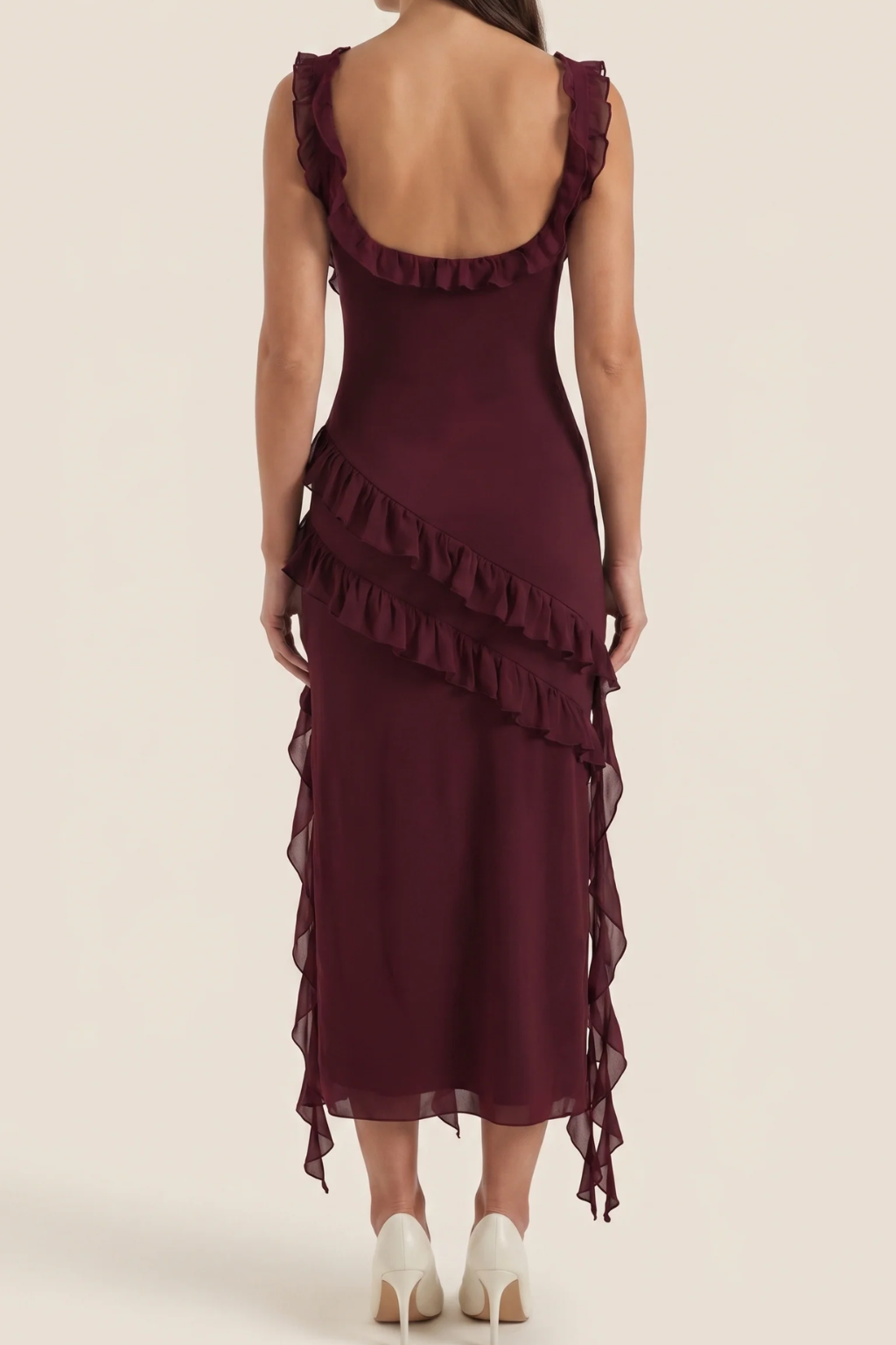 SUSAN - VESTIDO LARGO CON VOLANTES