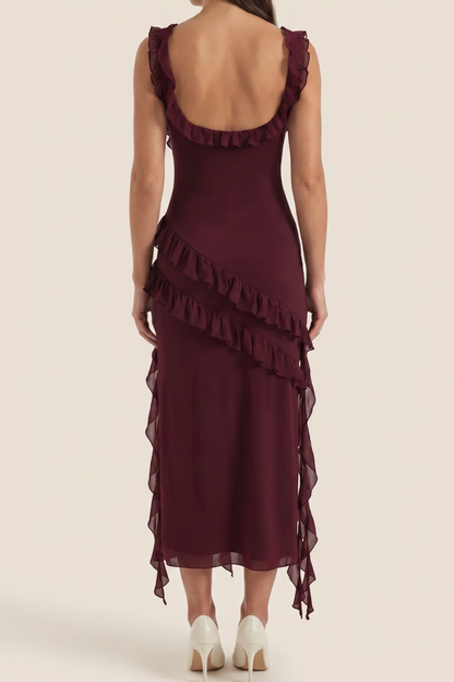 SUSAN - VESTIDO LARGO CON VOLANTES