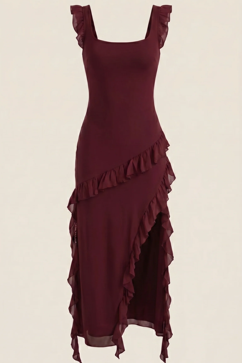 SUSAN - VESTIDO LARGO CON VOLANTES