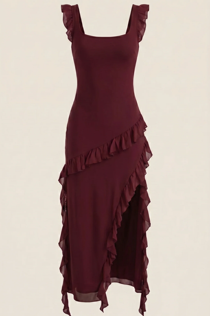 SUSAN - VESTIDO LARGO CON VOLANTES