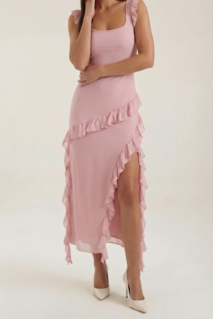 SUSAN - VESTIDO LARGO CON VOLANTES