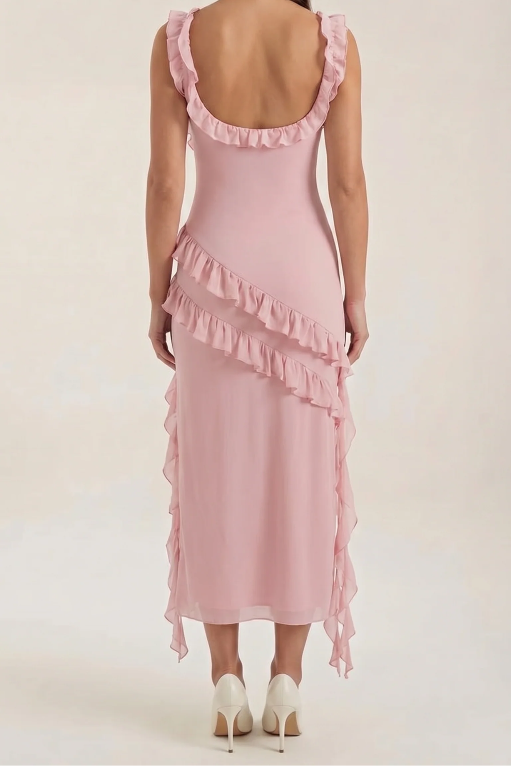 SUSAN - VESTIDO LARGO CON VOLANTES