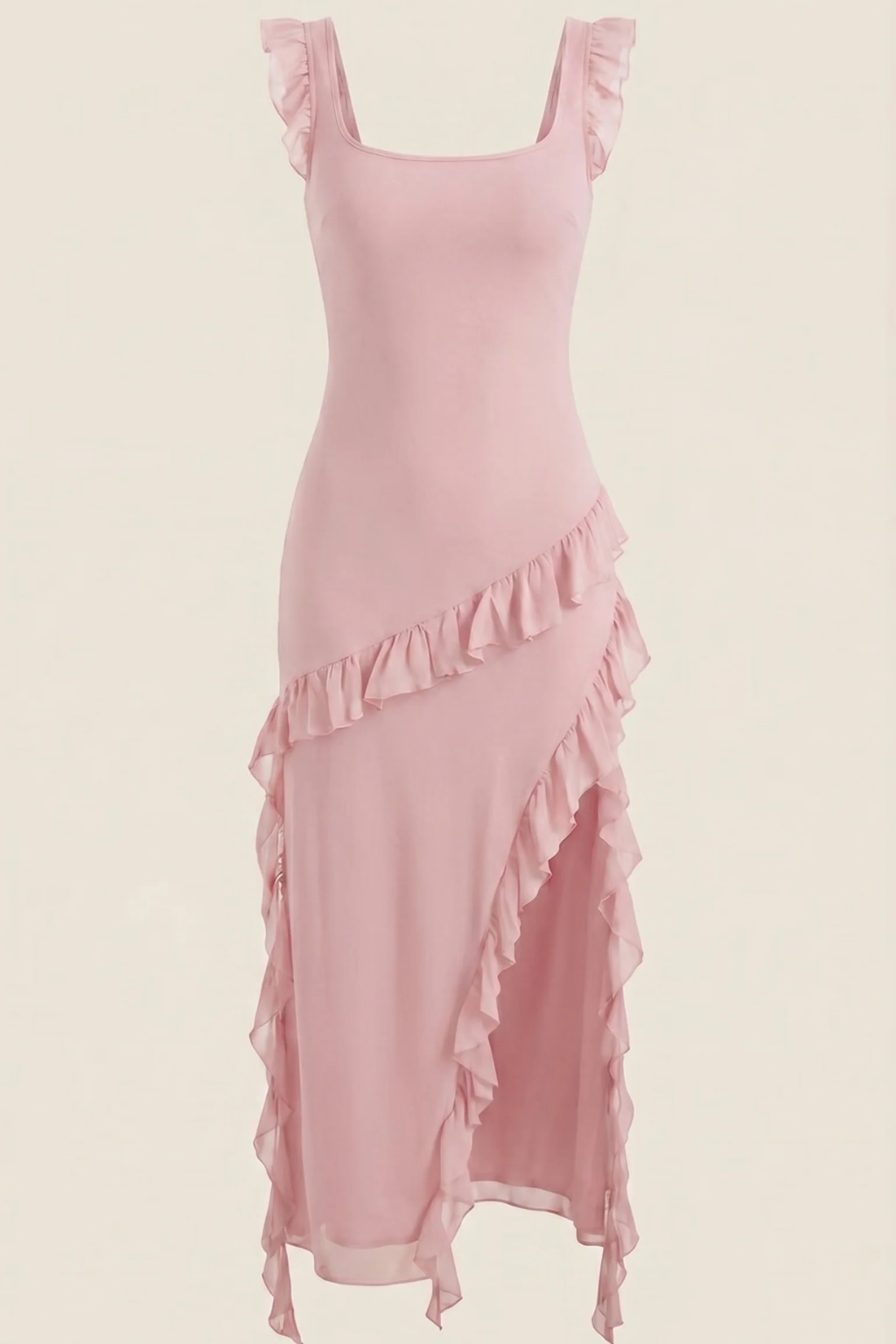 SUSAN - VESTIDO LARGO CON VOLANTES