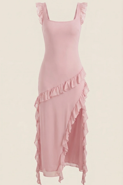 SUSAN - VESTIDO LARGO CON VOLANTES