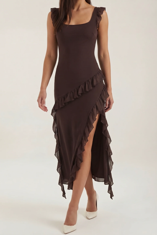 SUSAN - VESTIDO LARGO CON VOLANTES