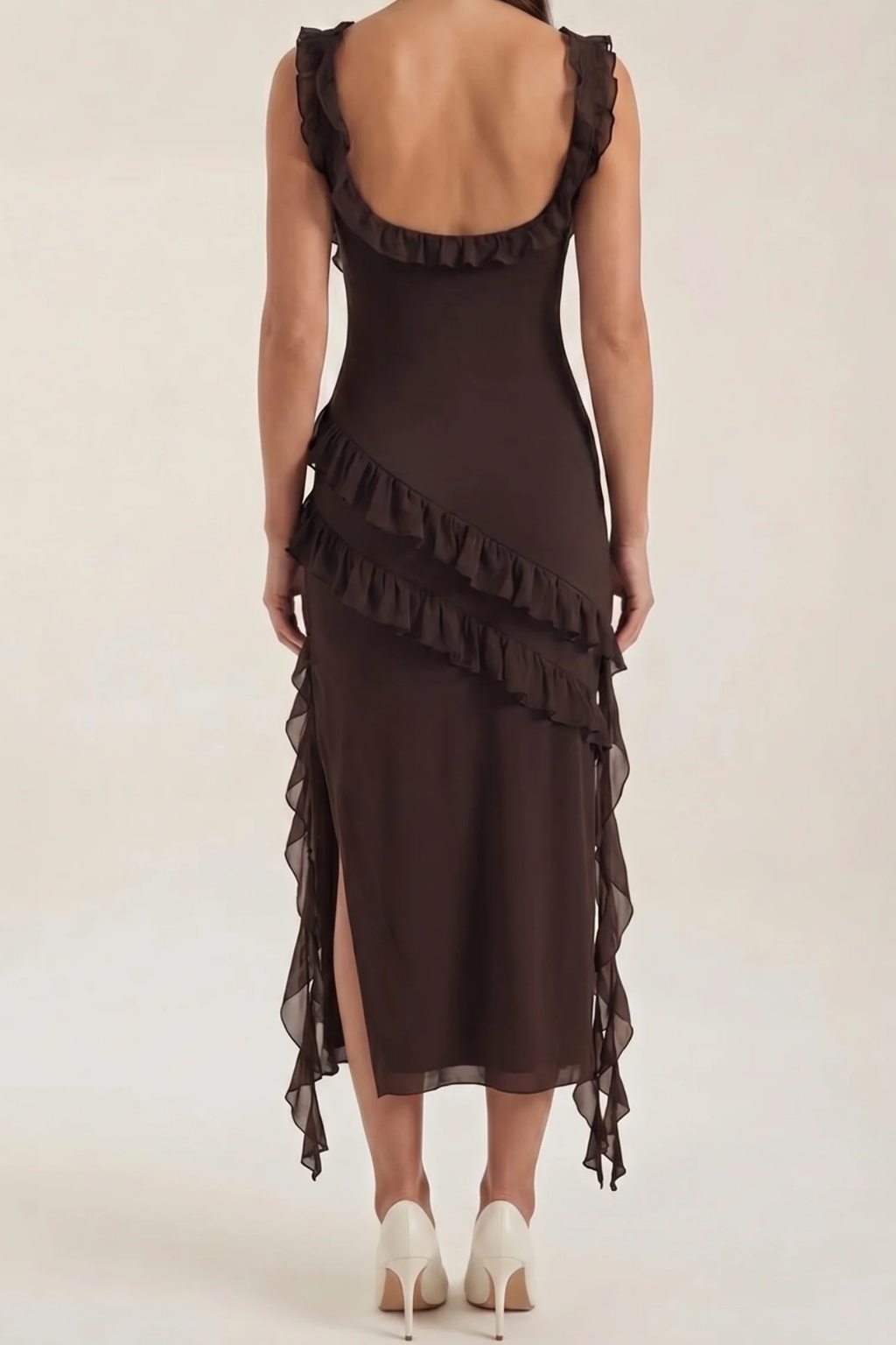 SUSAN - VESTIDO LARGO CON VOLANTES