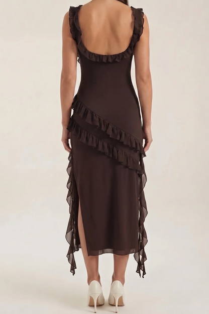 SUSAN - VESTIDO LARGO CON VOLANTES