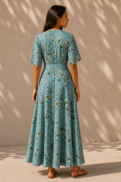 AURA – VESTIDO FLORAL AZUL
