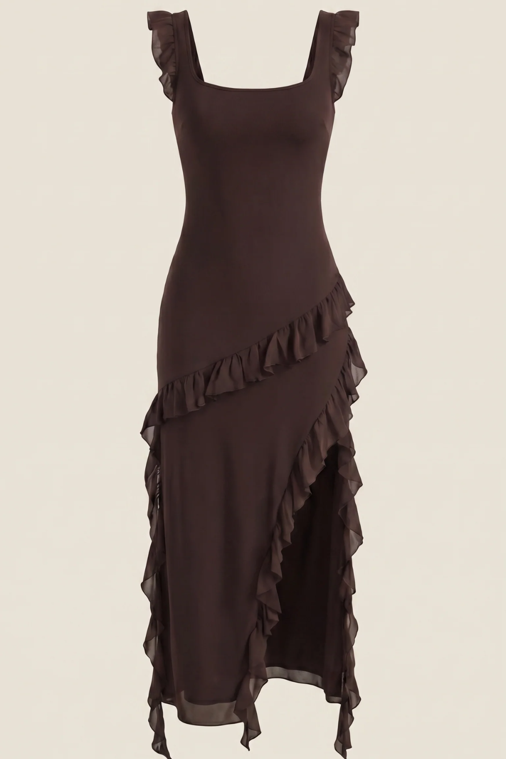 SUSAN - VESTIDO LARGO CON VOLANTES