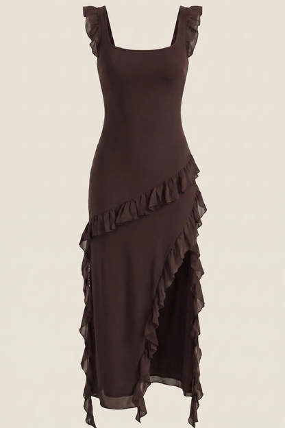 SUSAN - VESTIDO LARGO CON VOLANTES