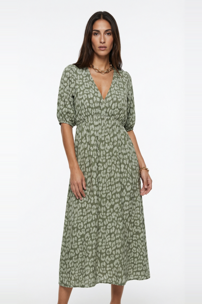 MARTINA - VESTIDO CON ESCOTE EN V Y ESTAMPADO FEMENINO