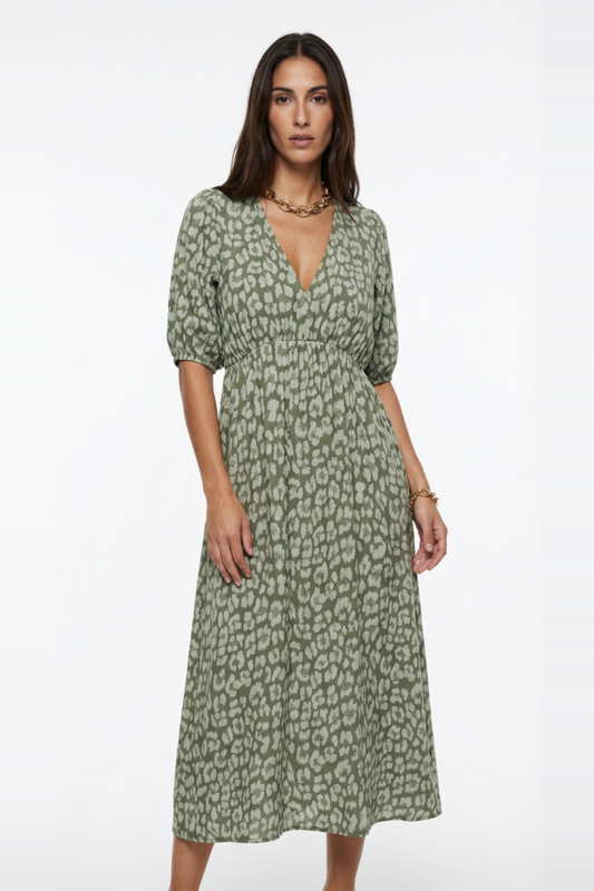 MARTINA - VESTIDO CON ESCOTE EN V Y ESTAMPADO FEMENINO