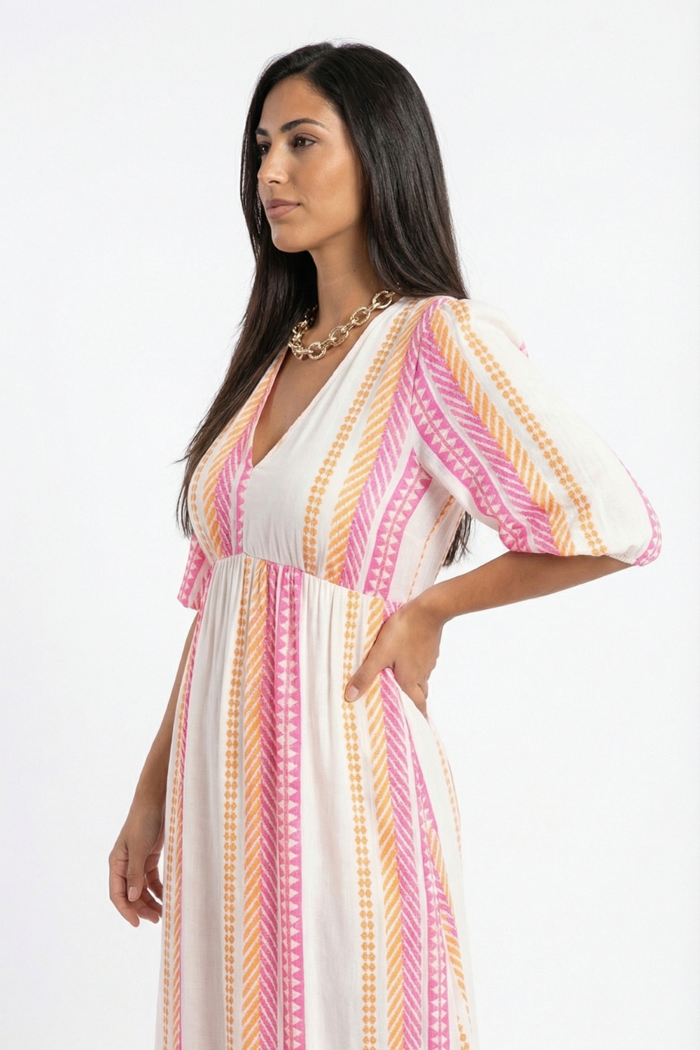MARTINA - VESTIDO CON ESCOTE EN V Y ESTAMPADO FEMENINO